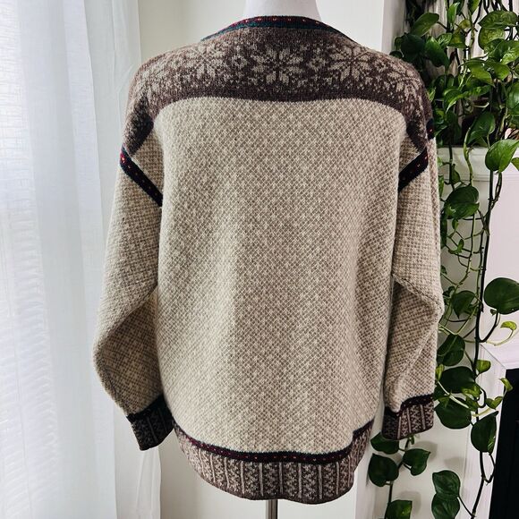 L.L. Bean *!00% Pure Wool* Beige & Brown Knitted Cozy Sweater - Womens Size XL - Picture 7 of 10